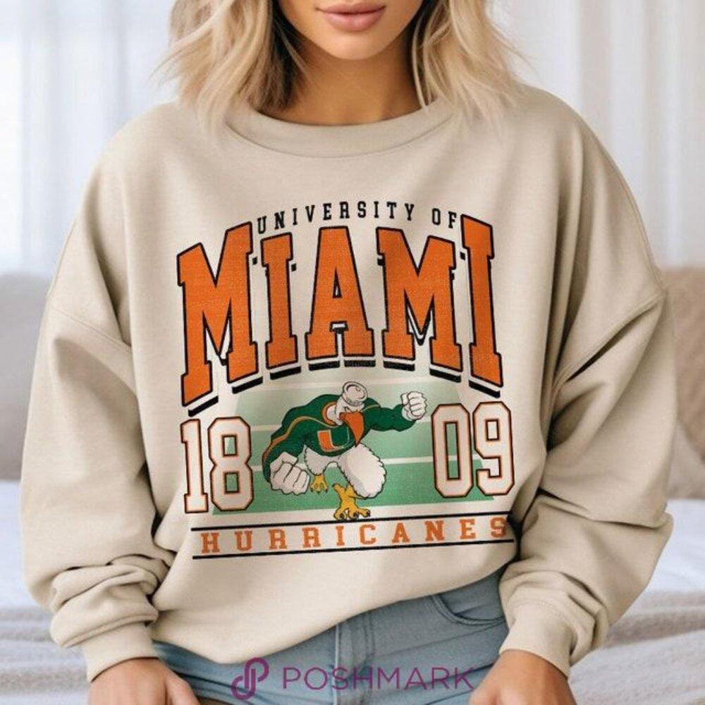 Retro 1809 Miami Hurricanes Mascot Fans Foot University Sweatshirt